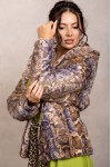 Jacheta captusita Elba din blana ecologica animal print, masuri mari, inchidere cu fermoar